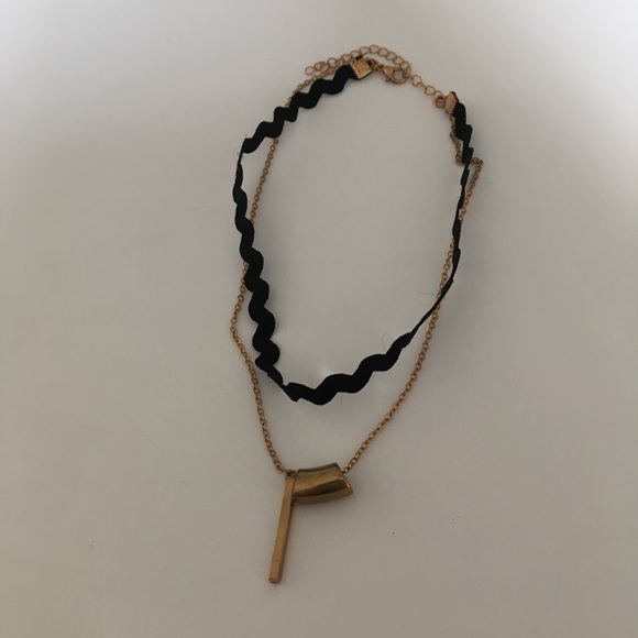 Black and Bronze Gold Tone Choker Necklace - Picture 5 of 9